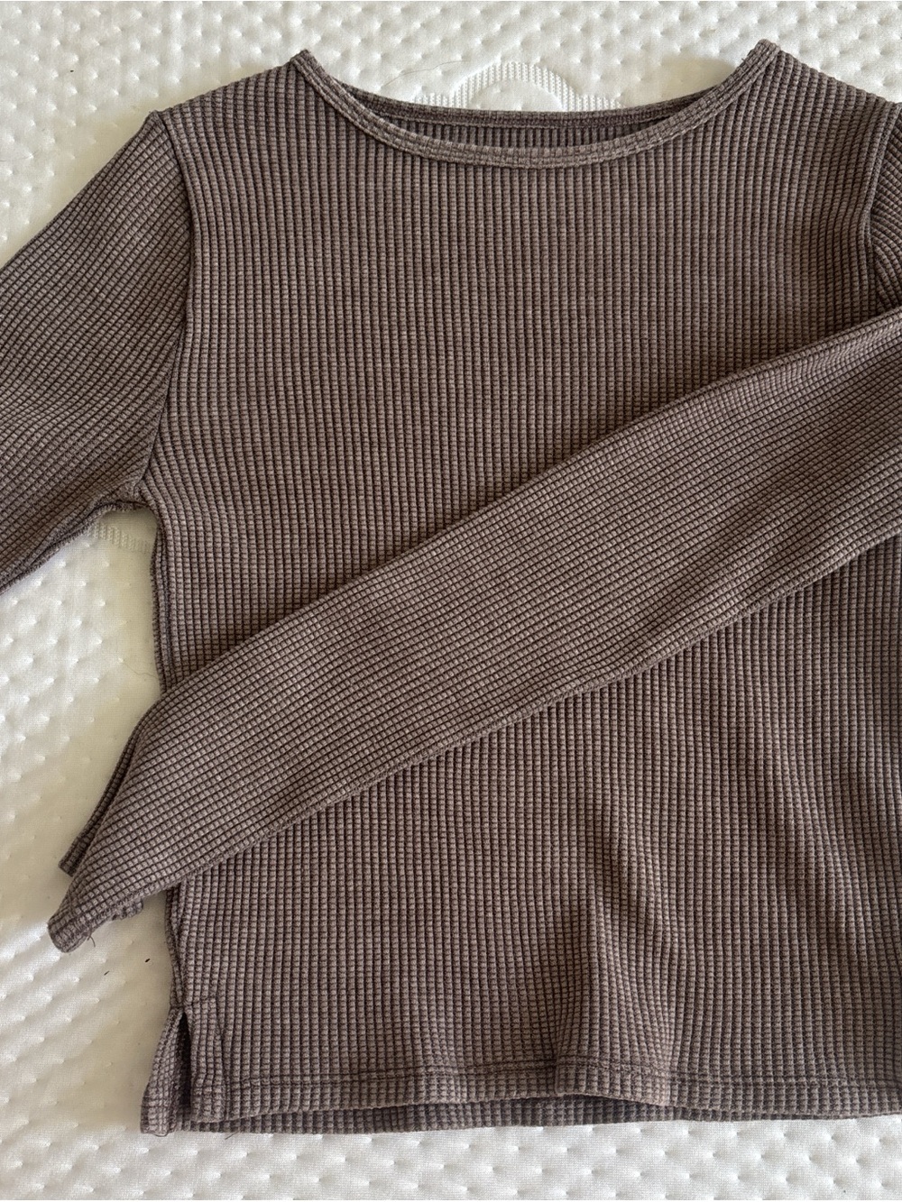 Ribbed Long Sleeve Top in brown